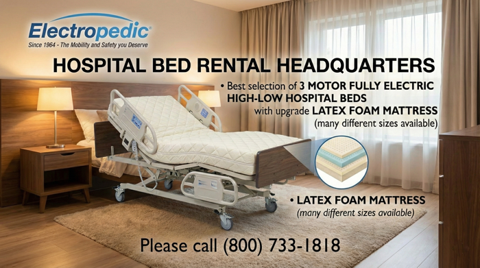 Electropedic rents 3-motor high-low hospital beds Phoenix